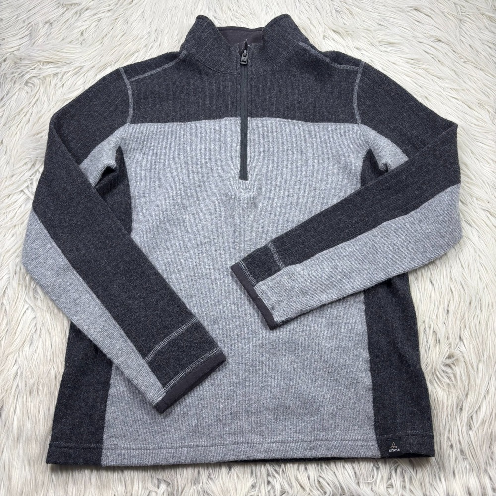 Prana Men's S Gray Wentworth 1/4 Zip Pullover‎ Sweater Wool Blend
